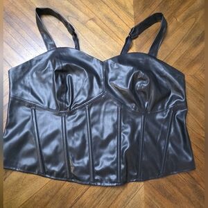 Black Faux Leather Corset Top